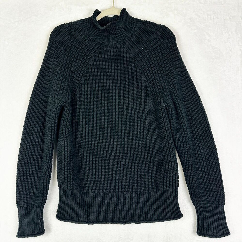 J.Crew Womens Relaxed Rollneck Sweater Size Medium Cotton Black Slouchy